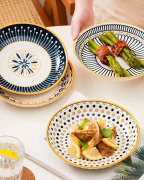 4 Pratos de Cerâmica em Relevo Design Japonês para Mesa Posta