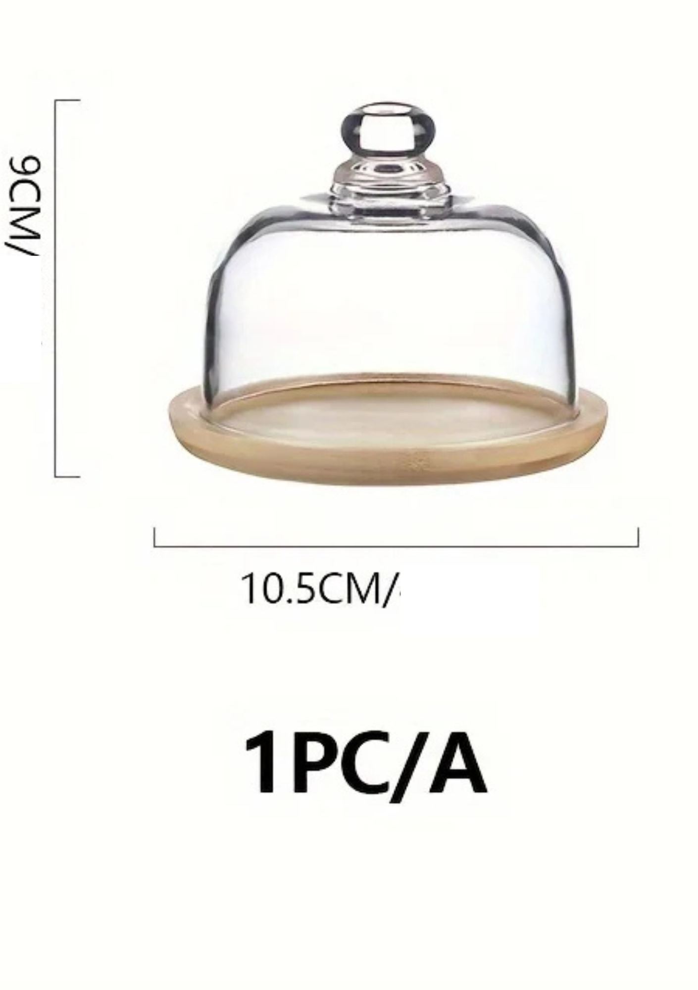 Bandeja de Bolo em Bambu com Tampa de Vidro Decorativa para Sobremesas e Frutas