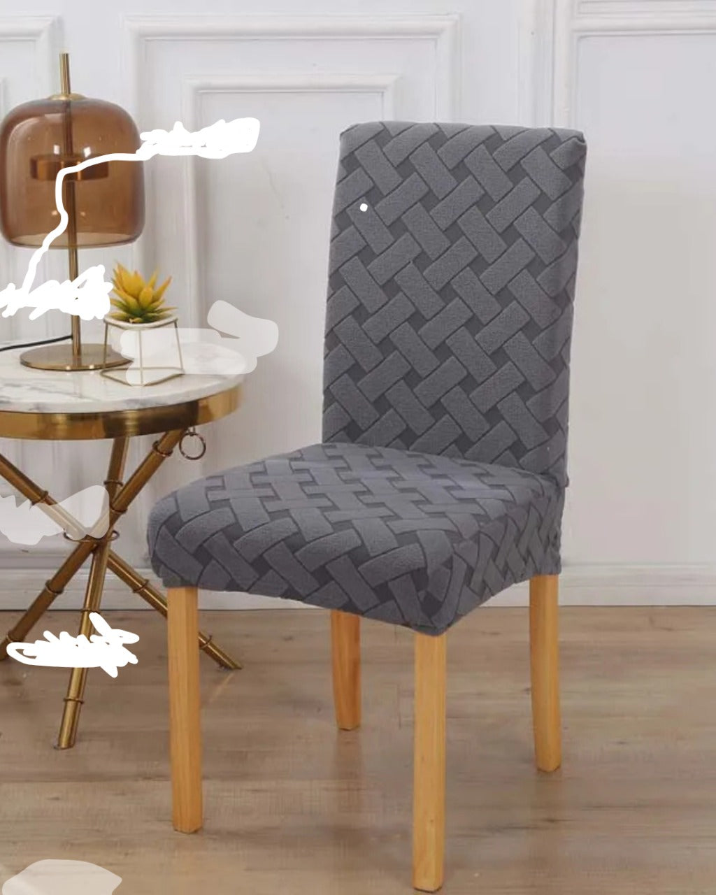 Capa de Cadeira em Jacquard com Elastano Ajustável e Lavável