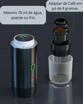 Máquina de Café Expresso Portátil Elétrica 3 em 1 Cápsulas e Pó Sem Fio
