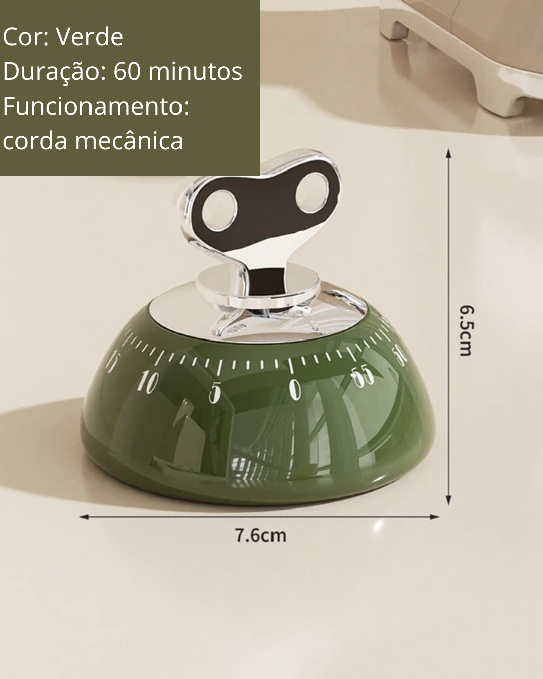 Temporizador de Cozinha Magnético Manual com Alarme