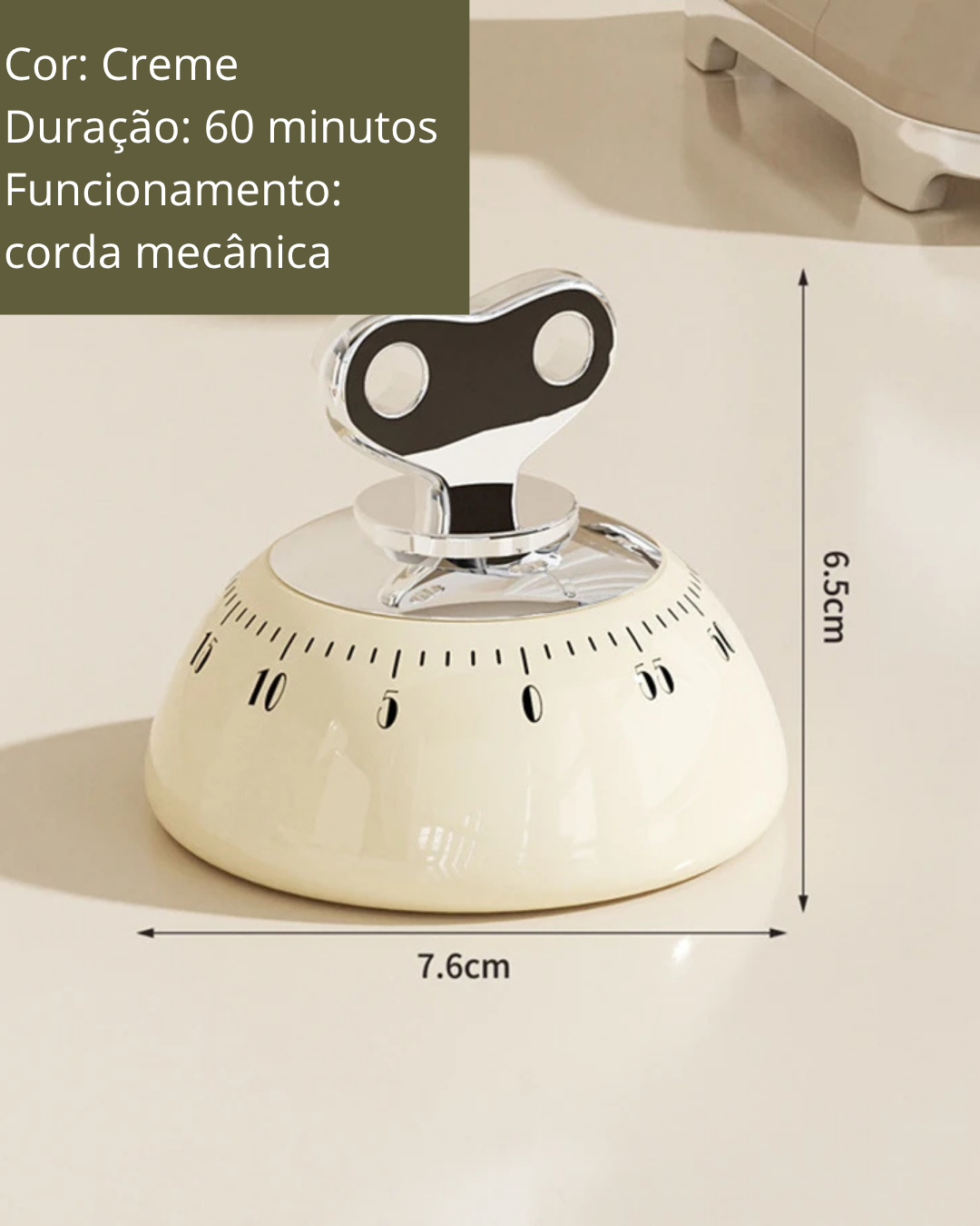Temporizador de Cozinha Magnético Manual com Alarme