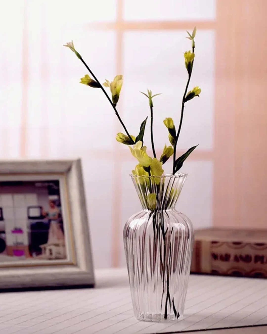 Vaso de Vidro Nórdico Transparente para Decoração de Flores e Arranjos